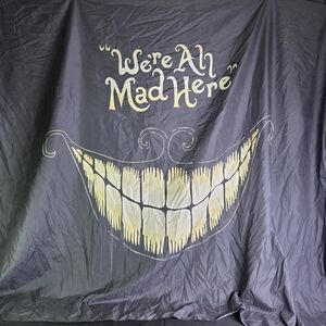 58" X 50" "We're All Mad Here" Black Tapestry
